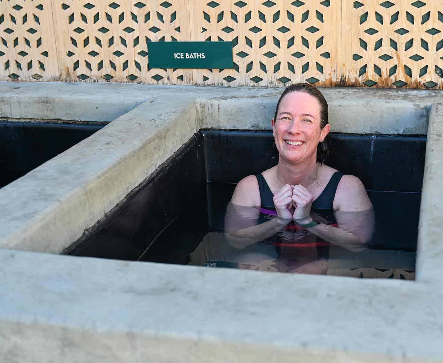 Woman Smiling Doing Cold Water Therapy