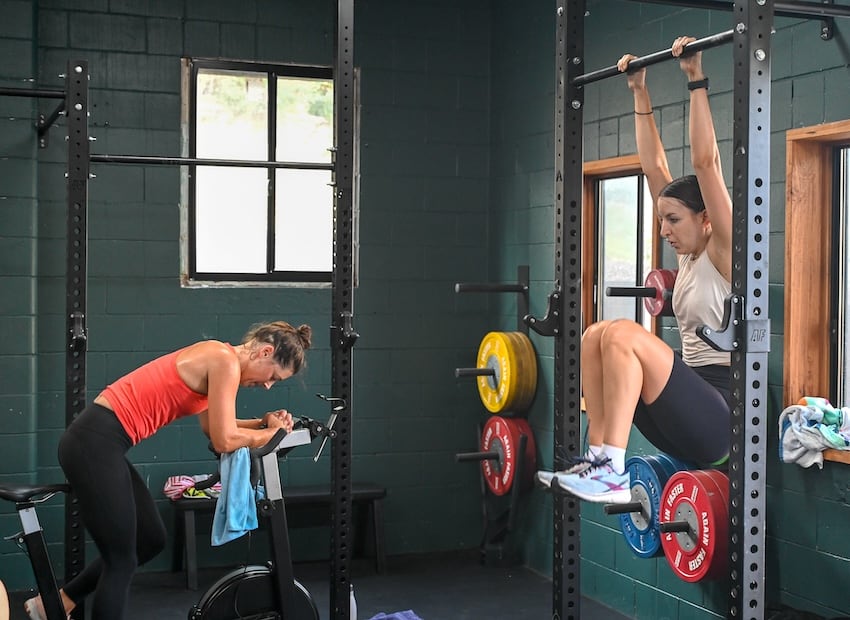 Two woman doing workout