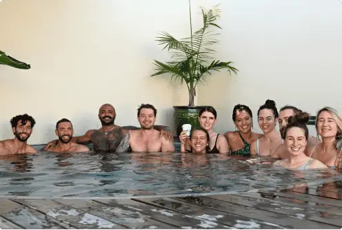 Group of friends in Vikasati magnesium pool