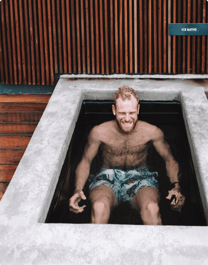 Man enjoying an ice bath in Brisbane