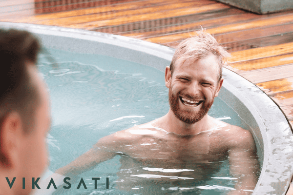 man laughing in brisbane magnesium pool