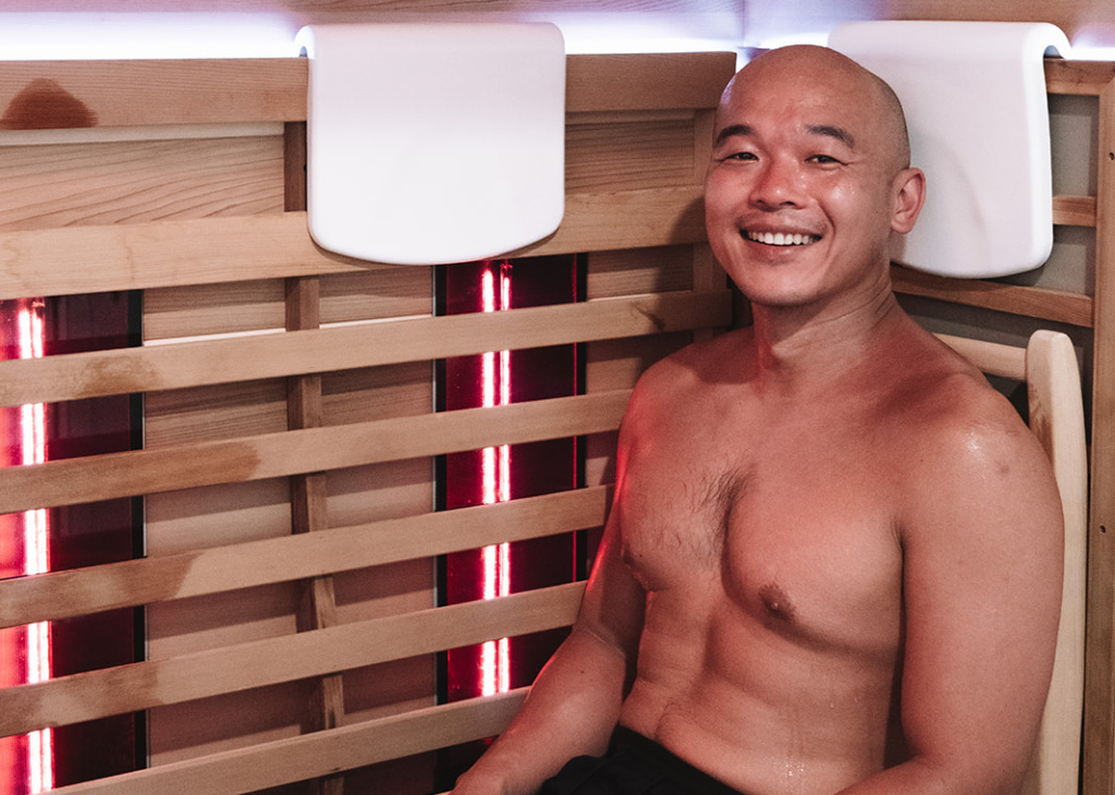 man in the infrared sauna